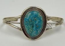 Native American Sterling Silver Cuff Bracelet With Sonoran Rose Turquoise 