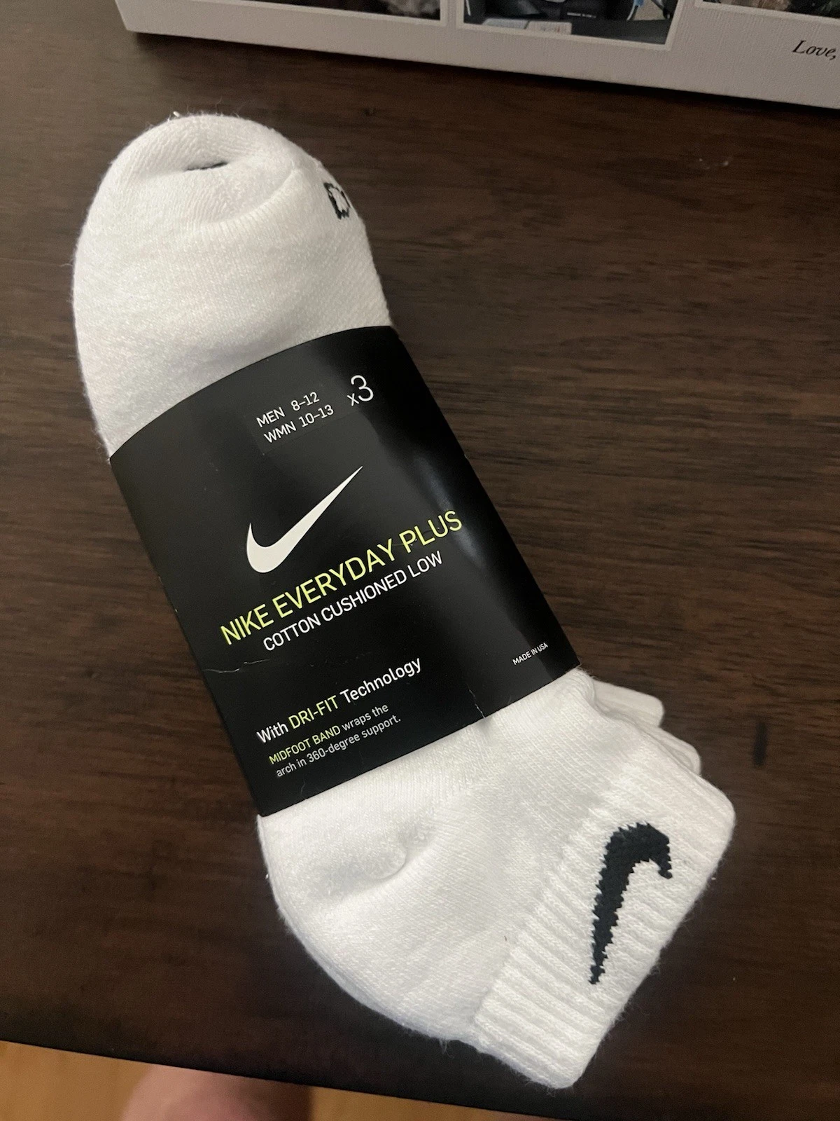 $22 Nike Air Sportswear Everyday Plus Dri-Fit Low Cut Socks 3pk sz L 8-12