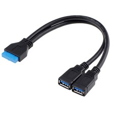 USB 3.0 Front Panel Header 19/20Pin 1 Male to 2 USB 3.0 Female Y Splitter Mai...