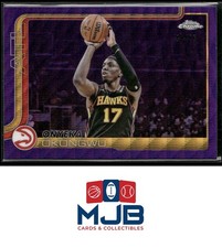 2025-26 Topps Chrome Onyeka Okongwu Purple Wave Refractor #/75 #21 Atlanta Hawks