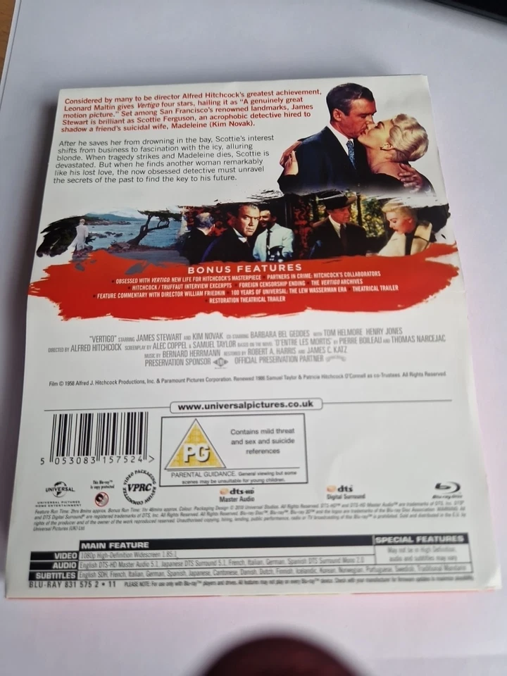 VERTIGO UK EXCLUSIVE BLU RAY STEELBOOK - WITH SLIPCOVER Alfred Hitchcock Classic - Image 2 of 2