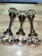 3 Vintage 8 Point Crystal Door Knob Sets Glas...
