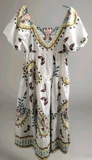 NWT Meadow Rhodes Lg Boutique Boho Maxi Dress 100% Cotton Puff Sleeve Smocked