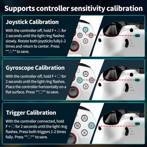 Controller di gioco 3 in 1 (Bluetooth/2.4G/cablato) per PS4/PC/iOS/Android - Foto 16 di 21