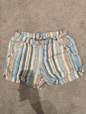 Women's Multicolor Striped Casual Shorts with Pockets and Elastic Waist