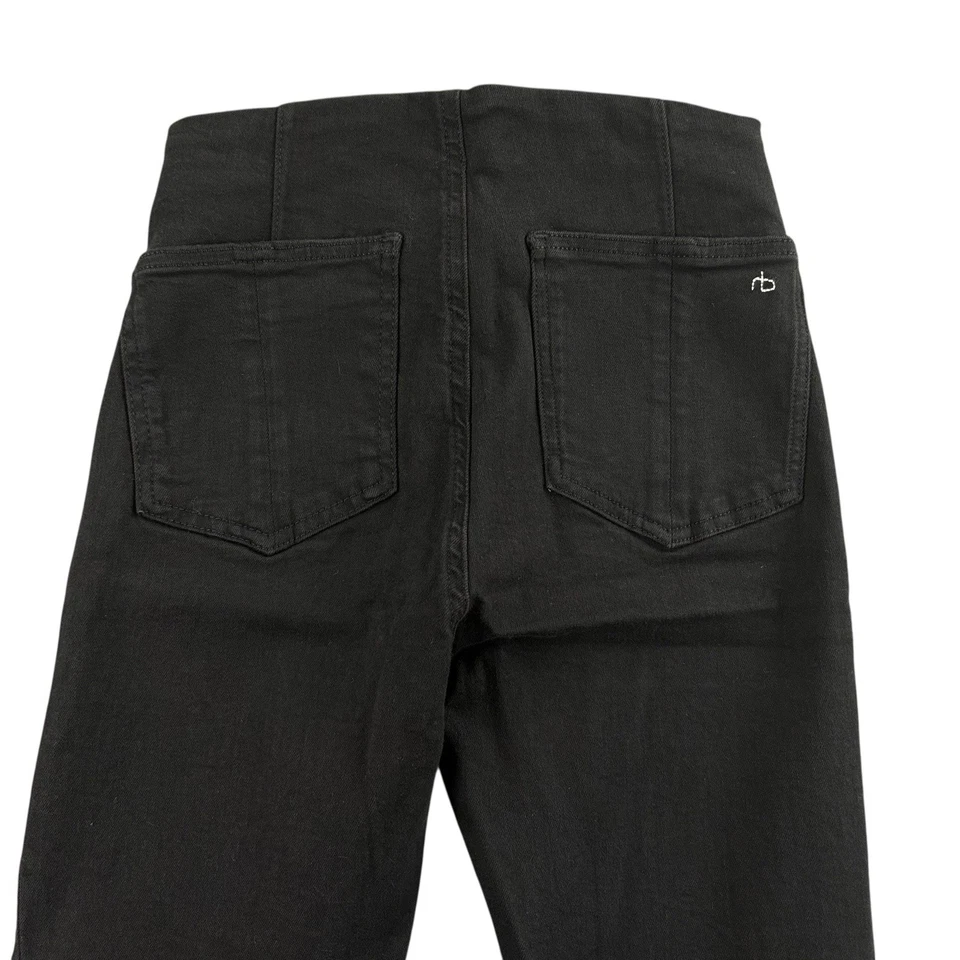 Pantalones Rag & Bone para mujer talla pequeña negros pierna ancha calce clásico acampanados Foto 4 de 4