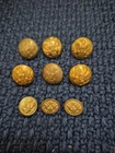 Army Lot Of 9 Indian War Brass Buttons
