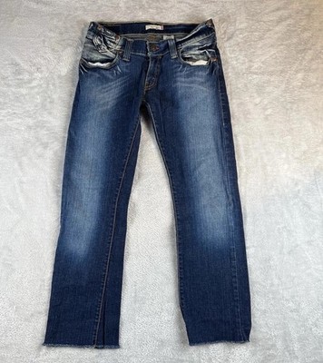 Levi s 504 Jeans Womens 9m Blue Slouch Straight Whiskered Cowgirl