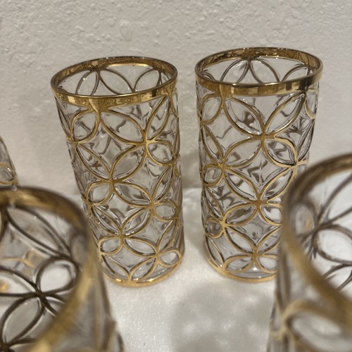 Vintage Imperial Glass Highball Sortijas De Oro 22K Golden Partition 8 Glasses - Picture 5 of 19