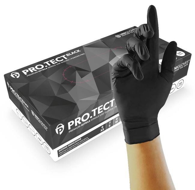 Uniglove Pro.tect Black Black Nitrile Gloves - Small