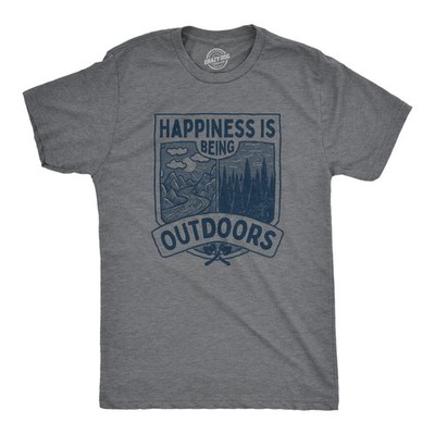 Mens Hapiness Is Being Outdoors T Shirt Funny Cool Nature Hiking Camping Lovers