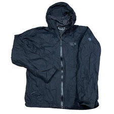 Mountain Hardwear Jacket Men Medium Black Rain Coat Windbreaker Full Zip Hiking