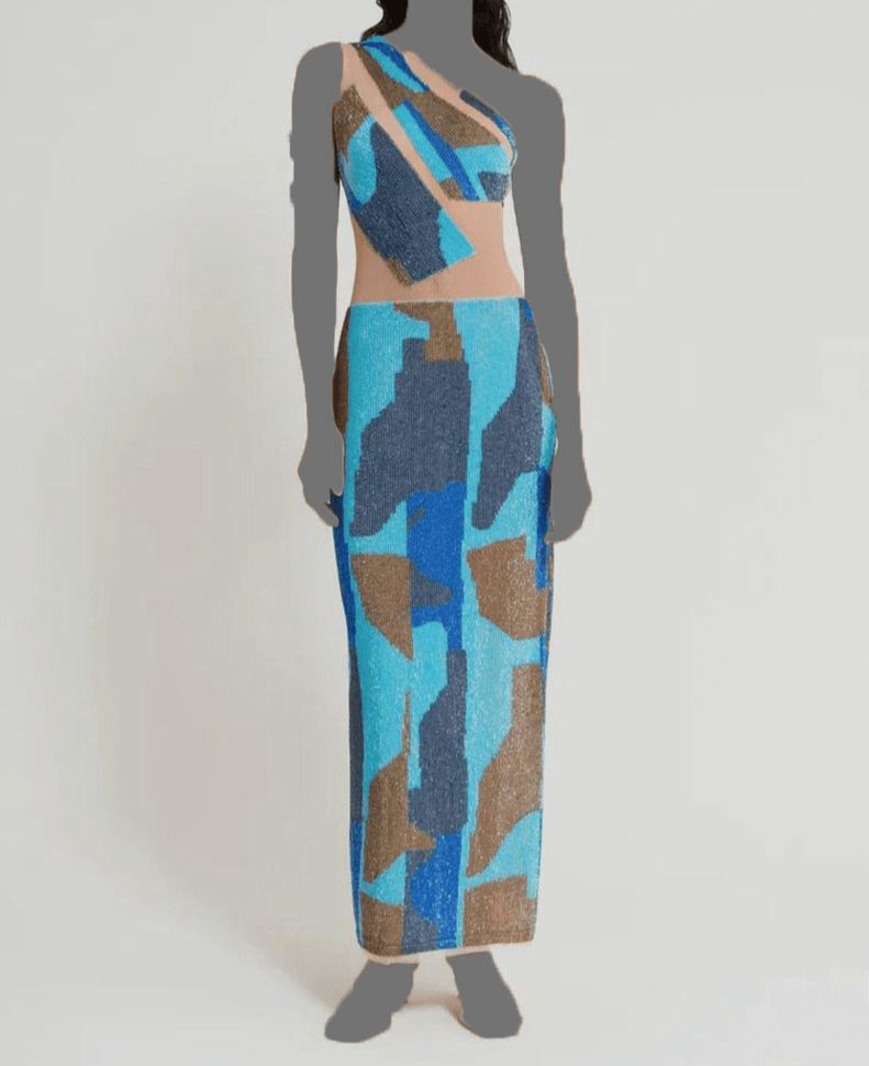 Cult Gaia - Lillian GOWN - ICE Blue Multi