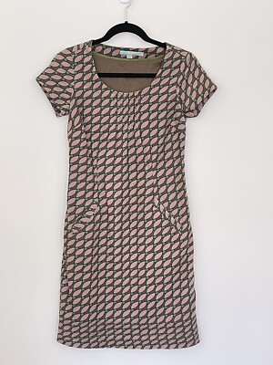Boden Cord Needlecord Dress Size Xs Corduroy Print Dress Olive Purple 