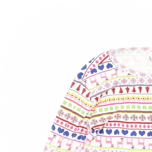 Gap Girls White Geometric Cotton Blend Top Pyjama Top Size 14 Years - Christmas - Picture 5 of 12