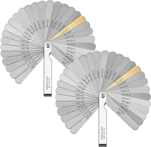 2Pcs 32 Blades Stainless Steel Feeler Gauge Dual Marked Metric and Imperial Gap