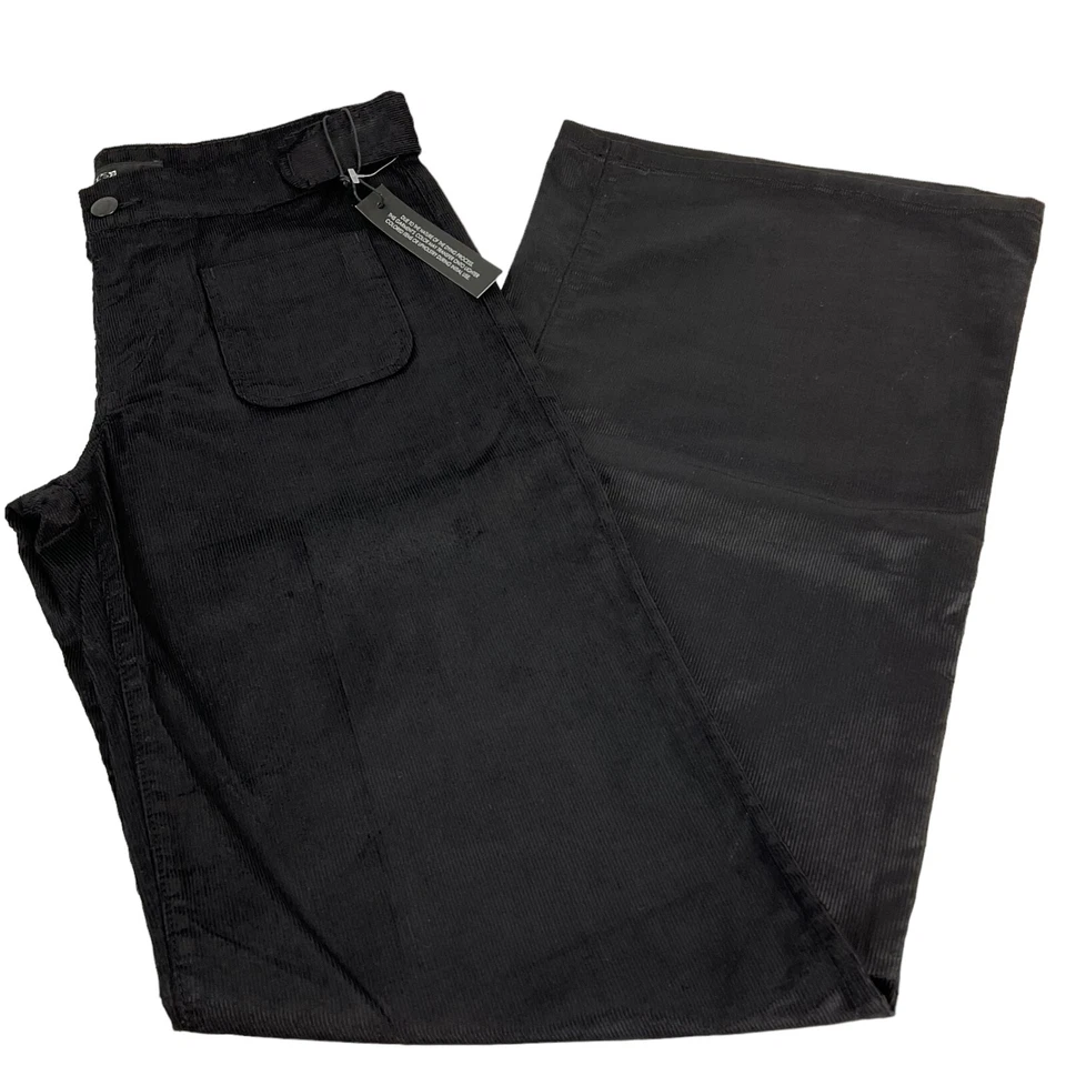Pantalones Joe's para mujer talla 30" negros pana tiro medio pierna ancha bolsillos delanteros $248 nuevos con etiquetas Foto 3 de 4