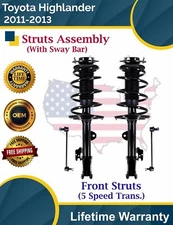 Front Struts W/Sway Bar For 2011-2013 Toyota Highlander 3.5L Lifetime Warranty