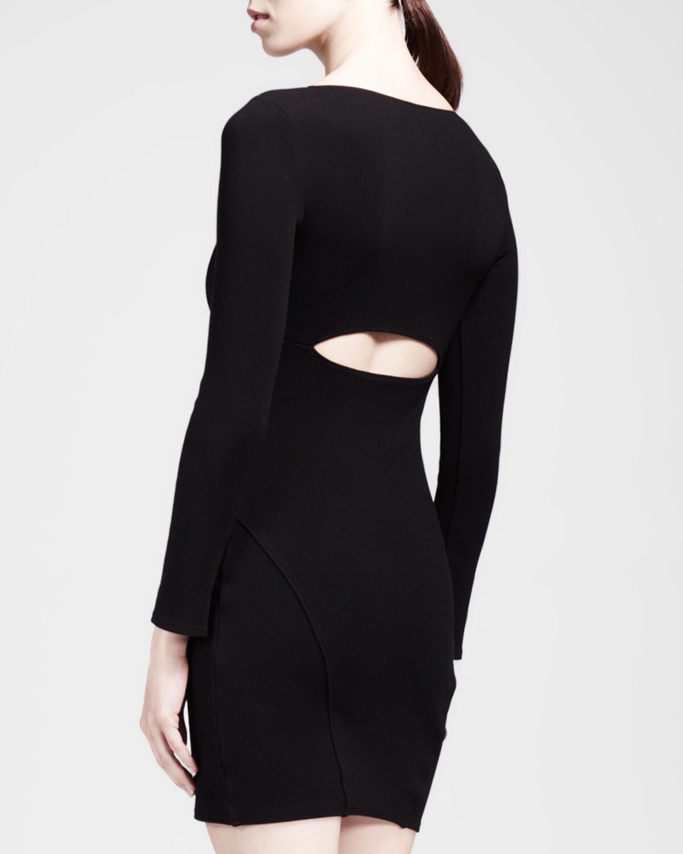 helmut lang gala knit dress $295 Long Sleeve Cutout Black Mini Size M cream tulle mini dress