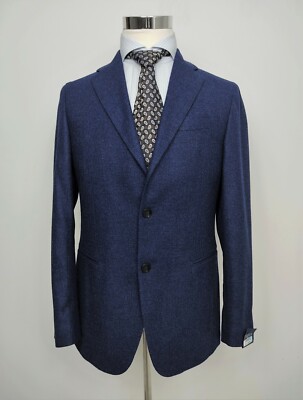 NWT TRAGARA SARTORIA NAPOLETANA Dark Blue Melange Cashmere Wool Blazer Gabo 40S