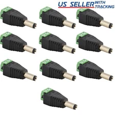 (10-pack) Male DC Power Adapter Plug 5.5 x 2.1 mm for LED Strip Light