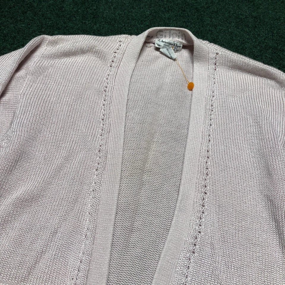 Cardigã suéter feminino vintage anos 90 Christian Dior separado rosa tamanho M malha - Imagem 3 de 4