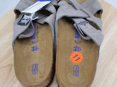 Birkenstock Lugano Sandals (44 US 11 R) Suede Stone Coin  display picture 1