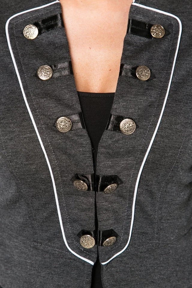 Military Cropped with Long Sleeve Grey Buttons Jacket Size Large / 071 - Image 2 of 4