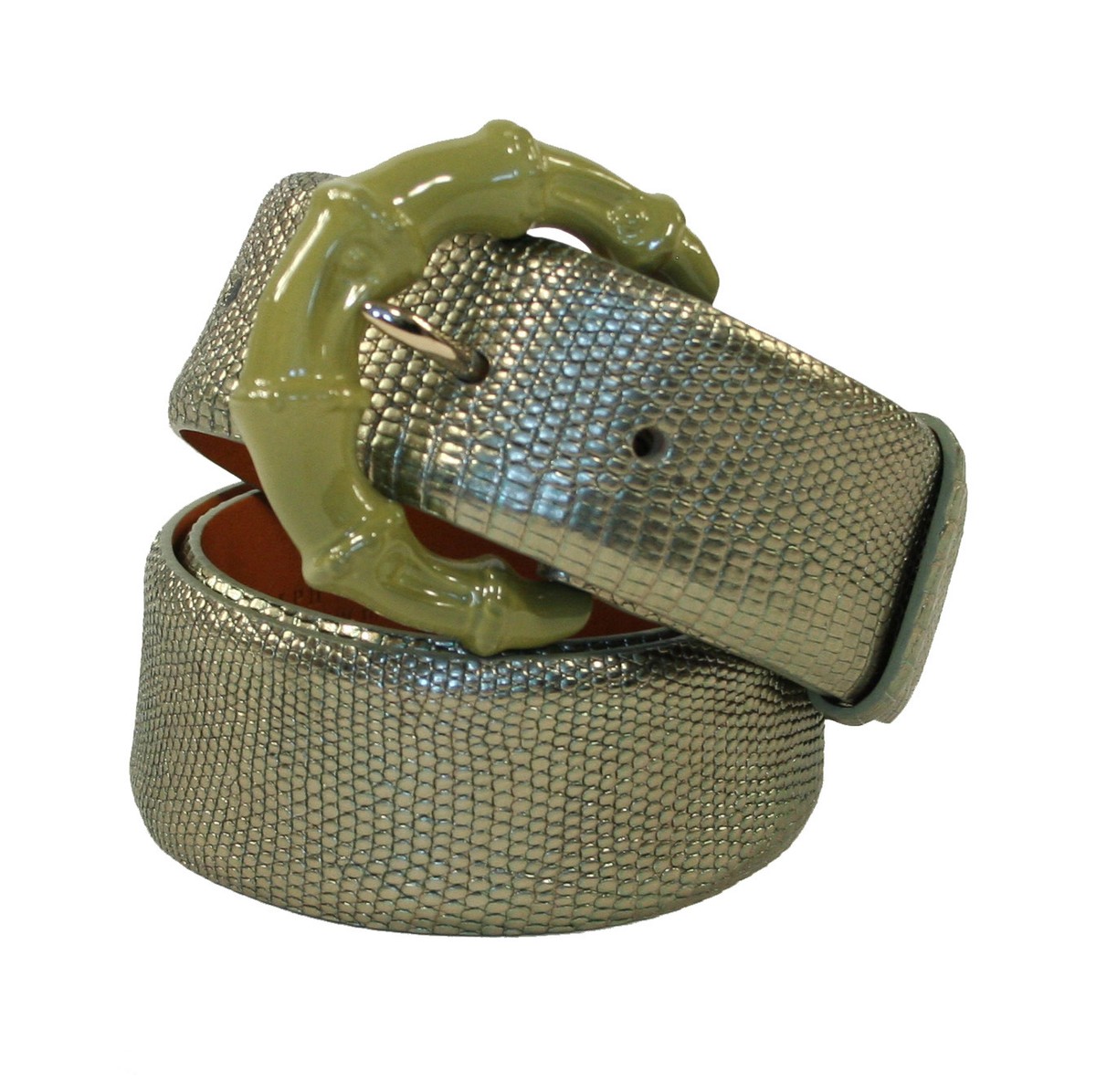 Ralph Lauren Purple Label Metallic Green Mother of Pearl Lizard