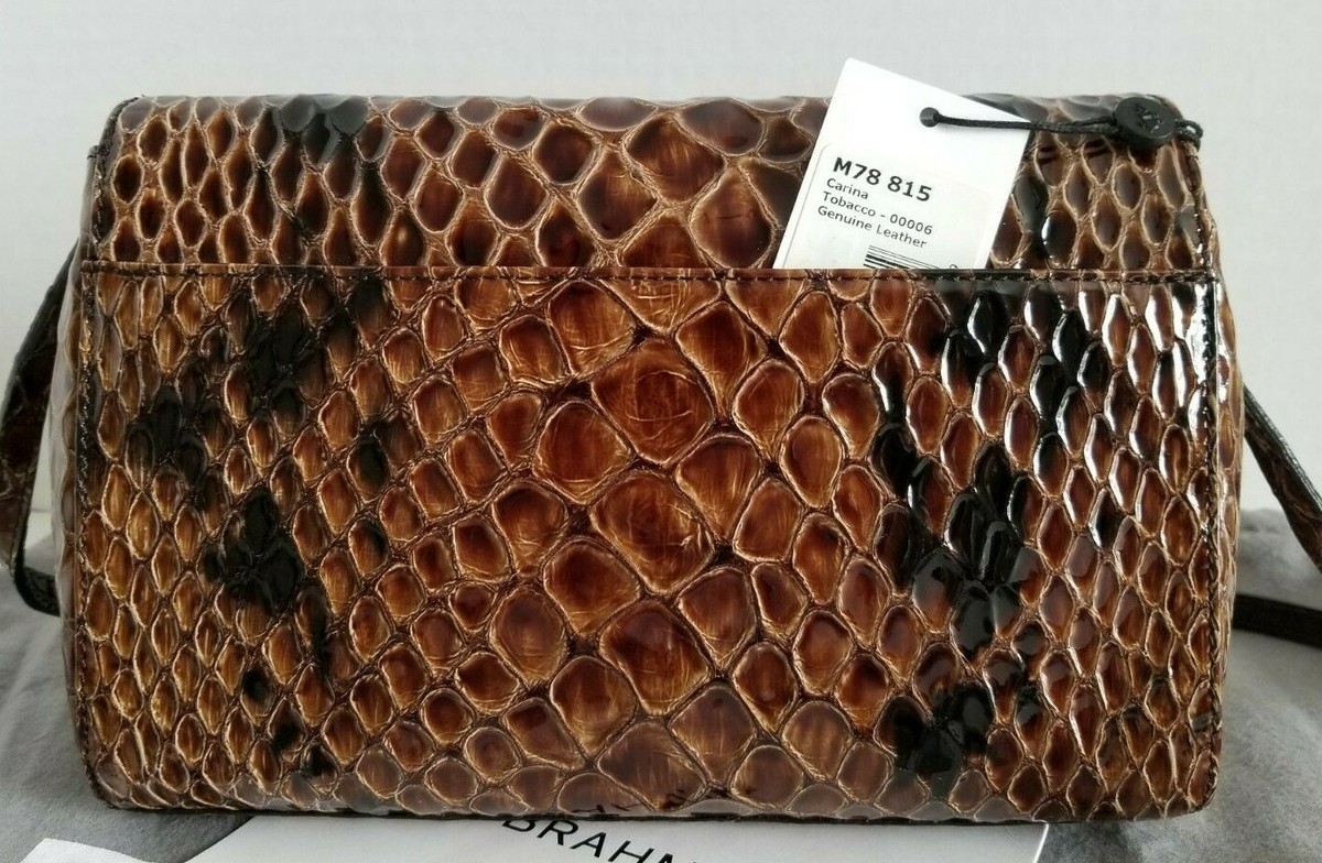 Brahmin CARINA Satchel Tobacco Carlisle Leather Evening Bag Clutch for sale  online