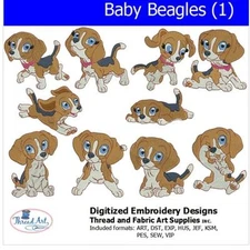 Embroidery Design Set - Baby Beagles (1) - 10 Designs - 9 Formats - USB Stick