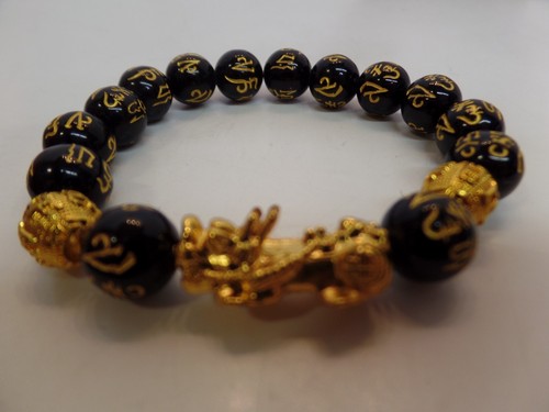 Set of 2 Asian Themed Beaded Bracelets Goldtone & Black Beaded Bracelets - Picture 8 of 13