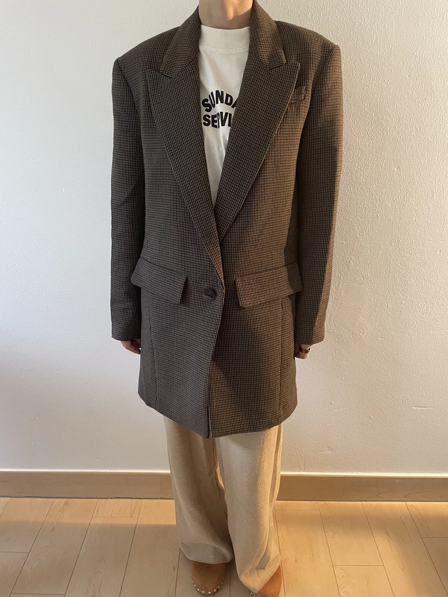 Zara Boyfriend Blazer Boyfriendblazer Sakko kariert schwarz braun Gr XS