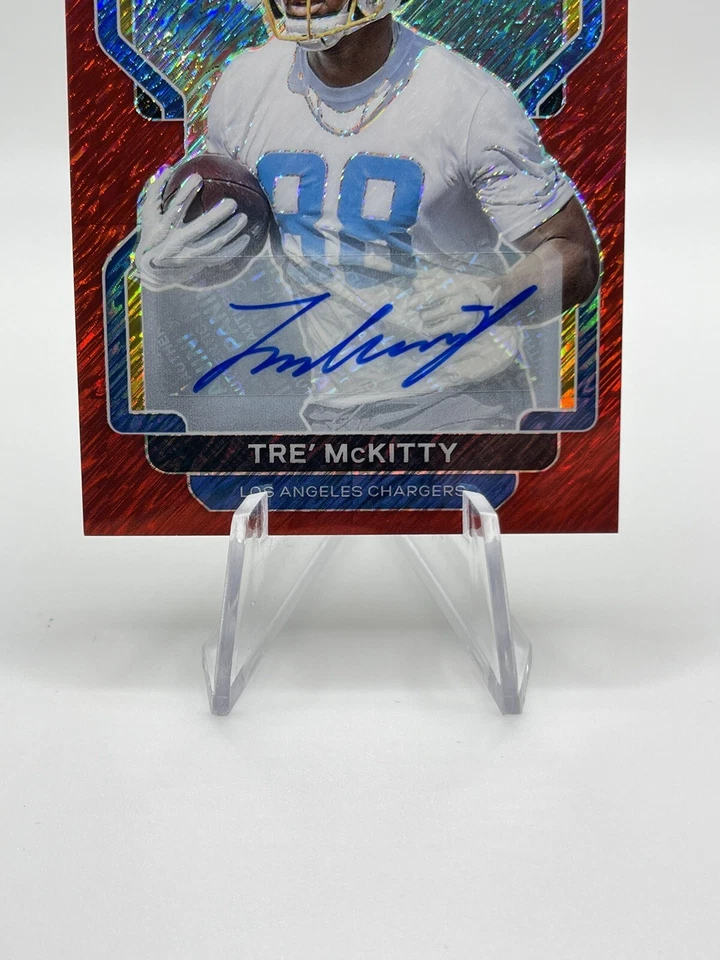 Panini Prizm 2021 Tre McKitty Red Shimmer Auto /10 #416 RC Chargers La - Image 2 of 4