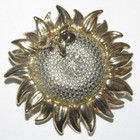 Fashion Sunflower Brooch Three-Dimensional Pin Gold Silver Metal Vintage "W" — photo 1