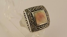 MOP ABALONE MARCASITE STERLING SILVER RING SZ 6.25 MOTHER OF PEARL 6 1/4