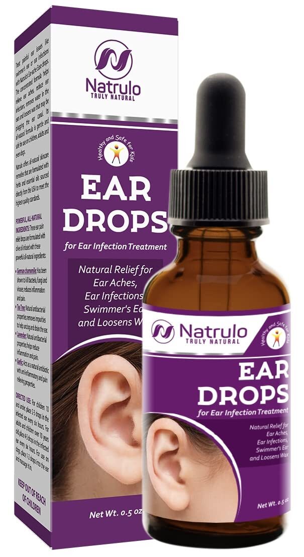 Natrulo Natural Ear Drops for Ear Infection Treatment - Homeopathic, Herbal