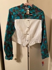 Vintage Miller Stockman Western Cowgirl Crop Shirt Xl Nwt Usa Ties In Back