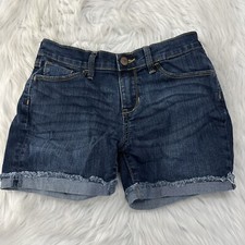 Old Navy girls cut off cuffed dark wash shorts 12 stretch EUC