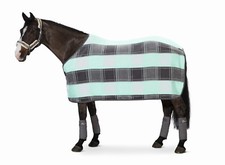 Eskadron Abschwitzdecke " DRALON CHECK ", steelgrey-white-jade  " Classic Sports