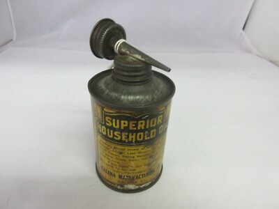 VINTAGE ADVERTISING SUPERIOR HOUSEHOLD OIL HANDY OILER OIL AUTO TIN CAN ...
