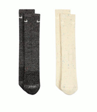 Nike Everyday Plus Dri-FIT Cushioned Crew 2 Pack Socks Black/Coconut Large NEW