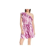 LINI Womens Purple Ruffled Tie-Dye Short Mini Dress XS BHFO 3257