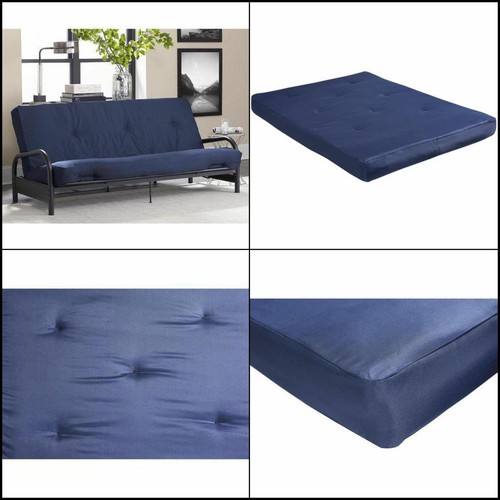 Navy Blue Mattress Full Size 8 Inch Tufted Futon Sleeper Bed Top Home