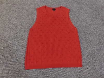 Ann Taylor Sweater XL orange sleeveless womens knit polyester factory stretch