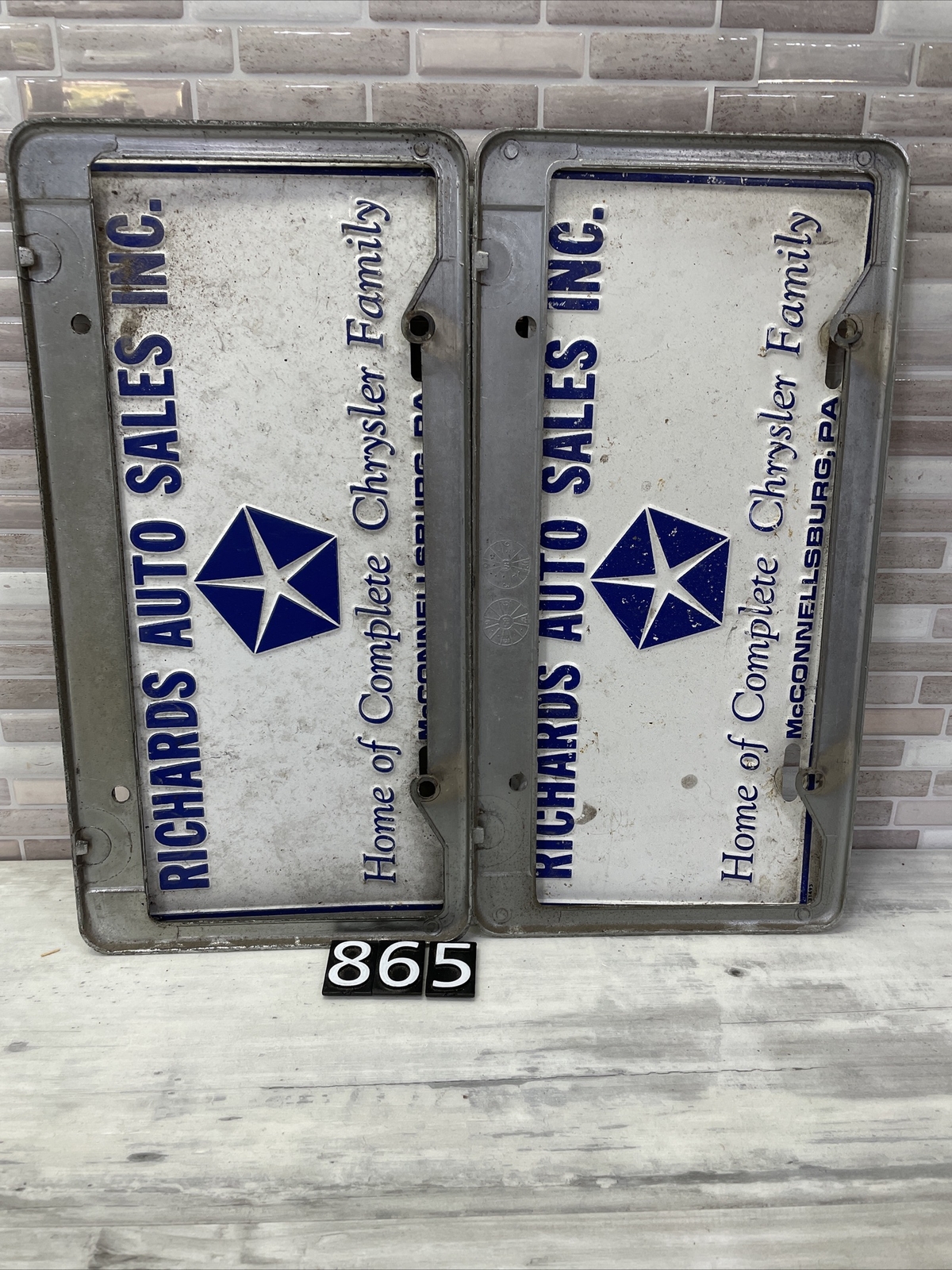 2 Richards Auto Sales Front Dealership Tag & Frames, McConnellsburg