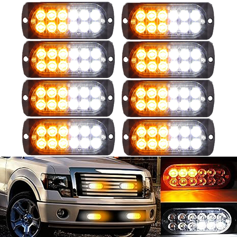8PCS LED Strobe Lights Safety Flashing Warning Light Hazard Beacon for Car Truck