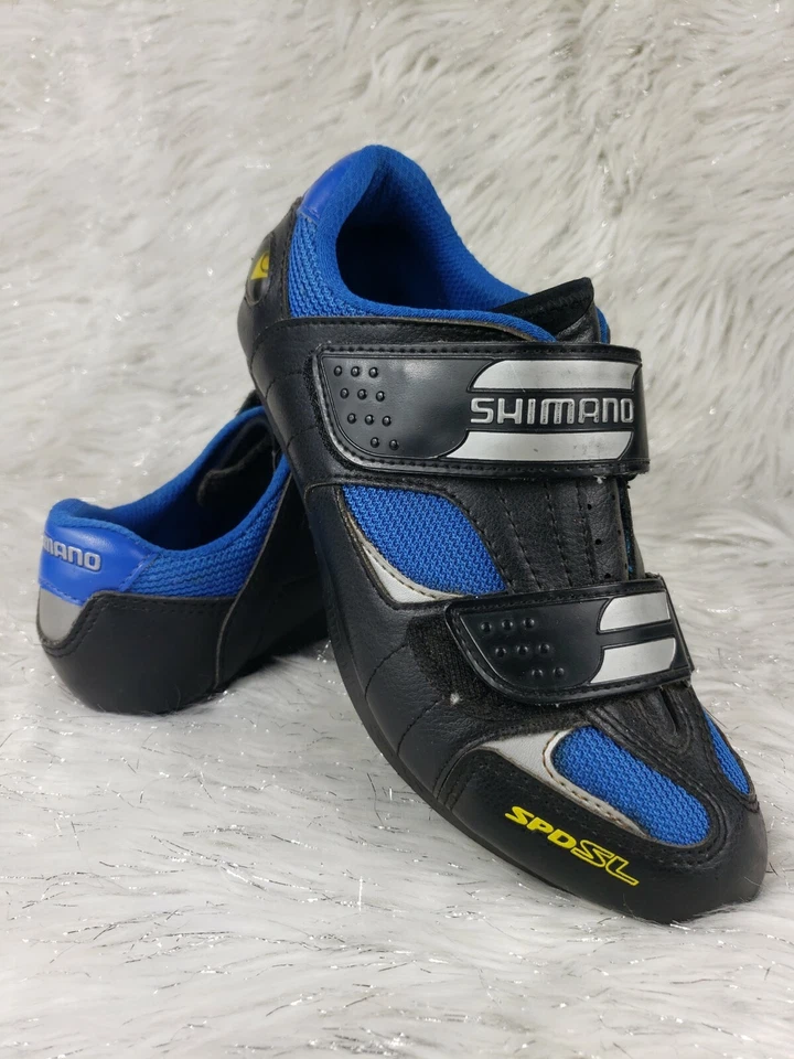 SHIMANO SPD-SL 自行车赛车鞋黑色蓝色男式尺码 US 6 EUR 39 — 第 2/4 张图片