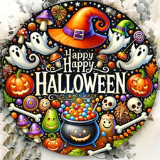Halloween Ghost Pumpkin Hat Diamond Art Painting Kits for Adults, Diamond Painti