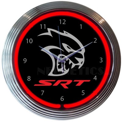 Hellcat SRT Neon Clock Mopar Hemi sign Garage wall lamp Charger Challenger